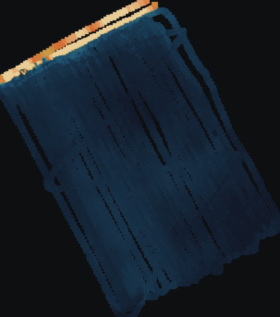 Interpolated apparent electrical conductivity from the deepest coil over the same survey block.